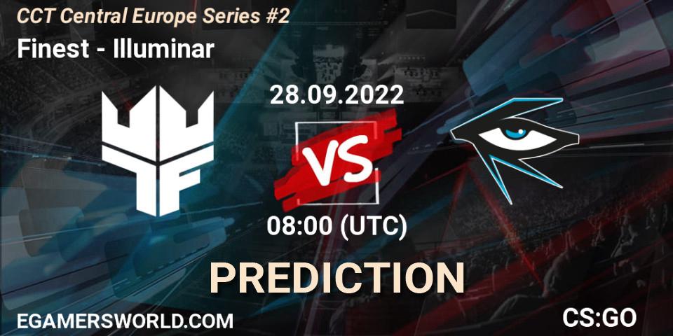 Finest contre Illuminar : prédiction de match. 28.09.2022 at 08:00. Counter-Strike (CS2), CCT Central Europe Series #2