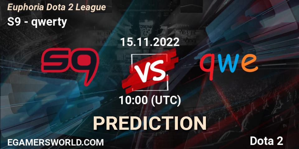 S9 contre qwerty : prédiction de match. 15.11.2022 at 10:15. Dota 2, Euphoria Dota 2 League