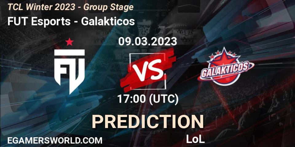 FUT Esports contre Galakticos : prédiction de match. 16.03.2023 at 17:00. LoL, TCL Winter 2023 - Group Stage