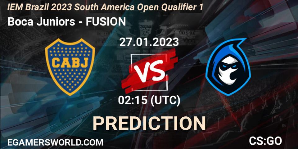 Boca Juniors contre FUSION : prédiction de match. 27.01.2023 at 02:15. Counter-Strike (CS2), IEM Brazil Rio 2023 South America Open Qualifier 1