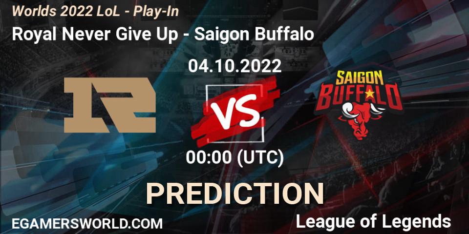 Royal Never Give Up contre Saigon Buffalo : prédiction de match. 03.10.22. LoL, Worlds 2022 LoL - Play-In