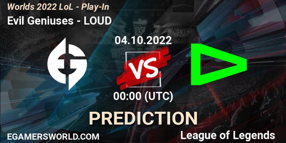 Evil Geniuses contre LOUD : prédiction de match. 30.09.22. LoL, Worlds 2022 LoL - Play-In