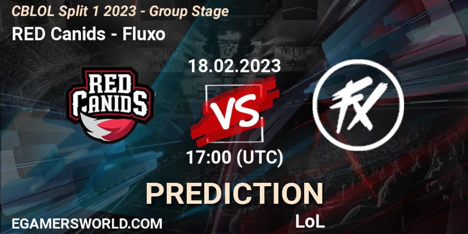 RED Canids contre Fluxo : prédiction de match. 18.02.2023 at 17:15. LoL, CBLOL Split 1 2023 - Group Stage