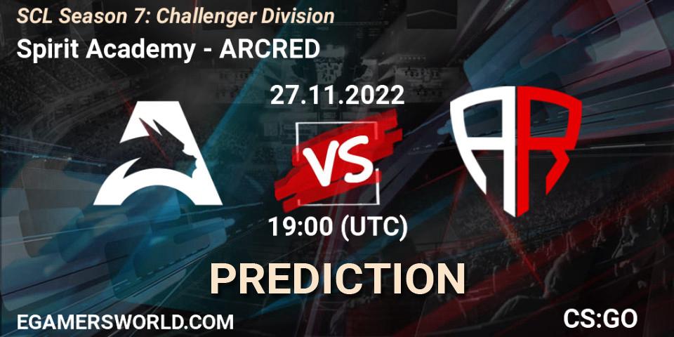 Spirit Academy contre ARCRED : prédiction de match. 28.11.22. CS2 (CS:GO), SCL Season 7: Challenger Division