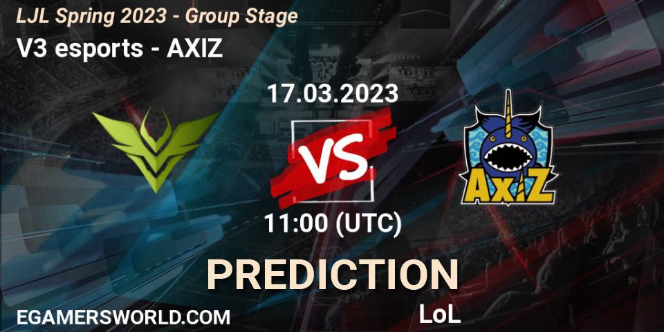 V3 esports contre AXIZ : prédiction de match. 17.03.23. LoL, LJL Spring 2023 - Group Stage