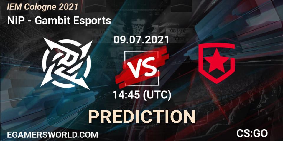 NiP contre Gambit Esports : prédiction de match. 09.07.2021 at 15:00. Counter-Strike (CS2), IEM Cologne 2021