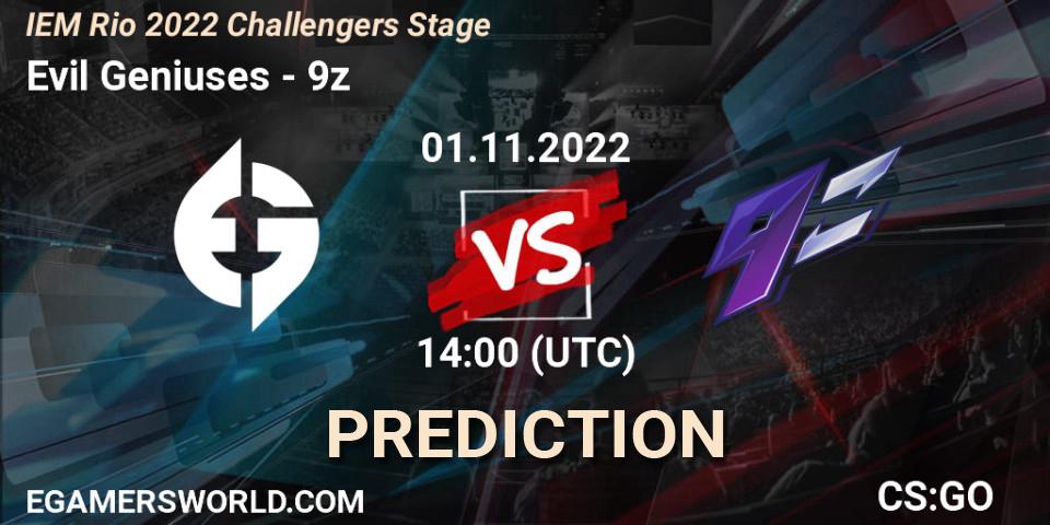 Evil Geniuses contre 9z : prédiction de match. 01.11.22. CS2 (CS:GO), IEM Rio 2022 Challengers Stage