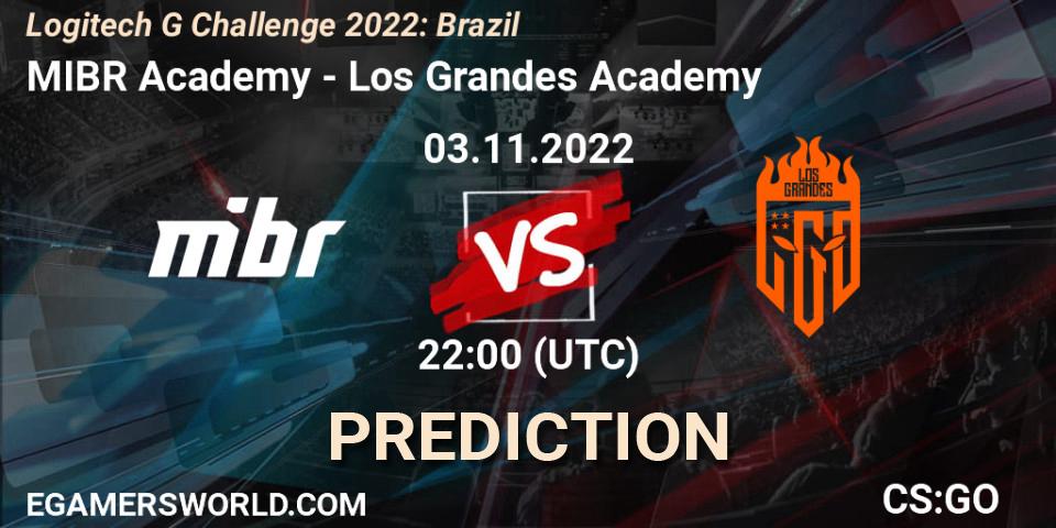 MIBR Academy contre Los Grandes Academy : prédiction de match. 03.11.2022 at 22:00. Counter-Strike (CS2), Logitech G Challenge 2022: Brazil