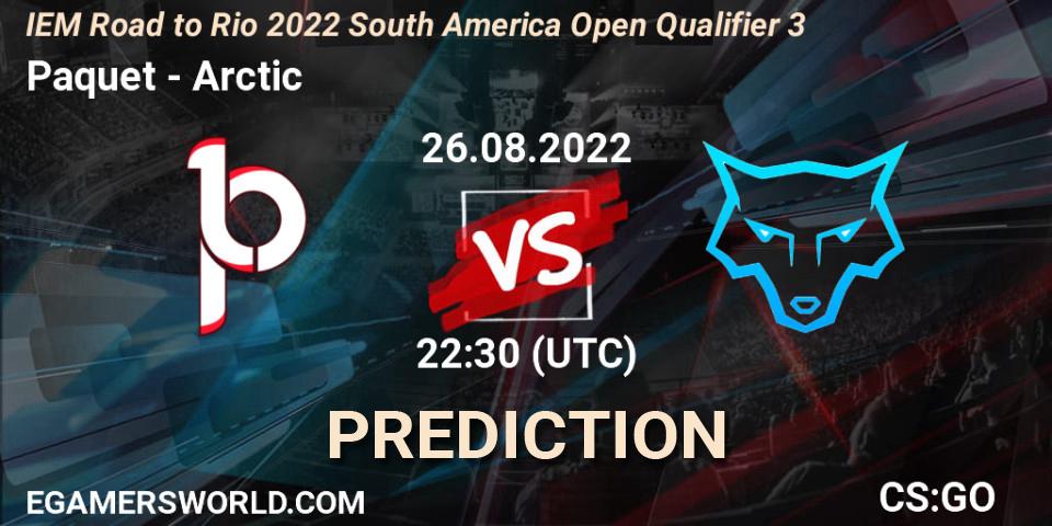Paquetá contre Arctic : prédiction de match. 26.08.2022 at 22:30. Counter-Strike (CS2), IEM Road to Rio 2022 South America Open Qualifier 3