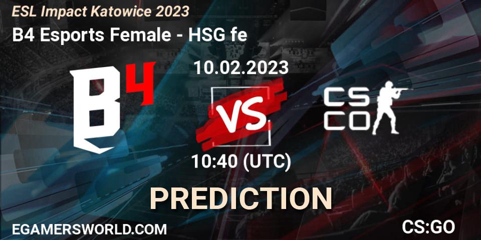 B4 Esports Female contre HSG : prédiction de match. 10.02.23. CS2 (CS:GO), ESL Impact Katowice 2023