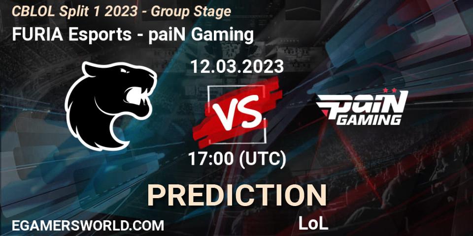 FURIA Esports contre paiN Gaming : prédiction de match. 12.03.23. LoL, CBLOL Split 1 2023 - Group Stage