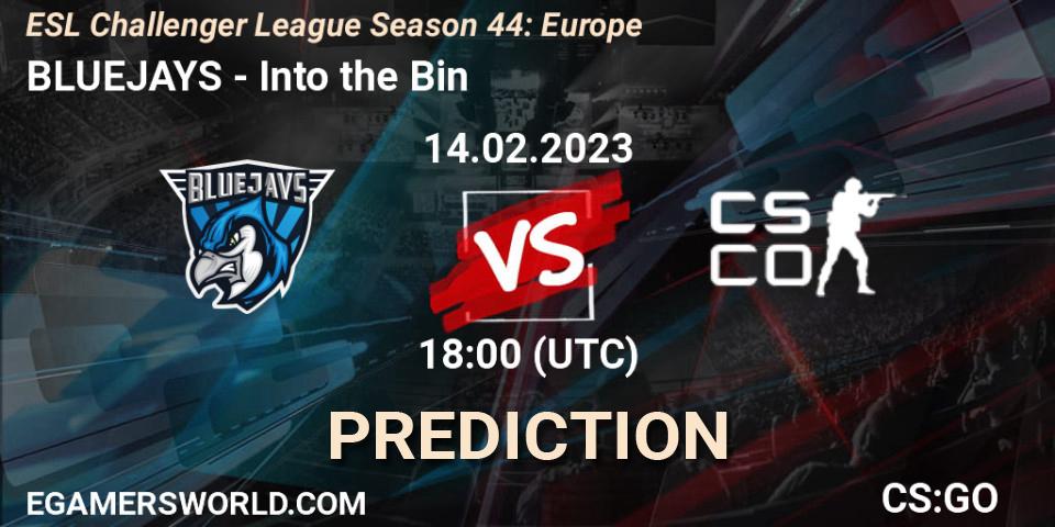 BLUEJAYS contre Into the Bin : prédiction de match. 20.02.23. CS2 (CS:GO), ESL Challenger League Season 44: Europe