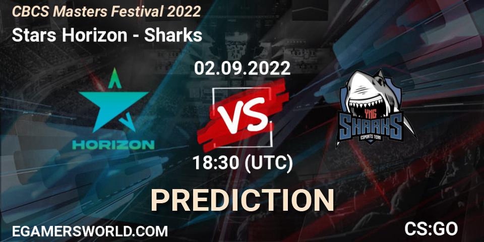 Stars Horizon contre Sharks : prédiction de match. 02.09.2022 at 18:45. Counter-Strike (CS2), CBCS Masters 2022