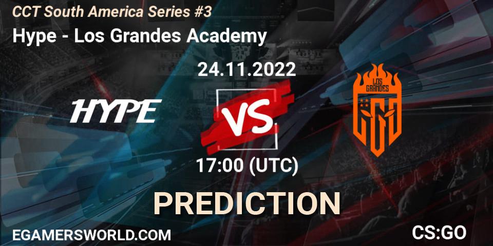 Hype contre Los Grandes Academy : prédiction de match. 24.11.2022 at 18:20. Counter-Strike (CS2), CCT South America Series #3