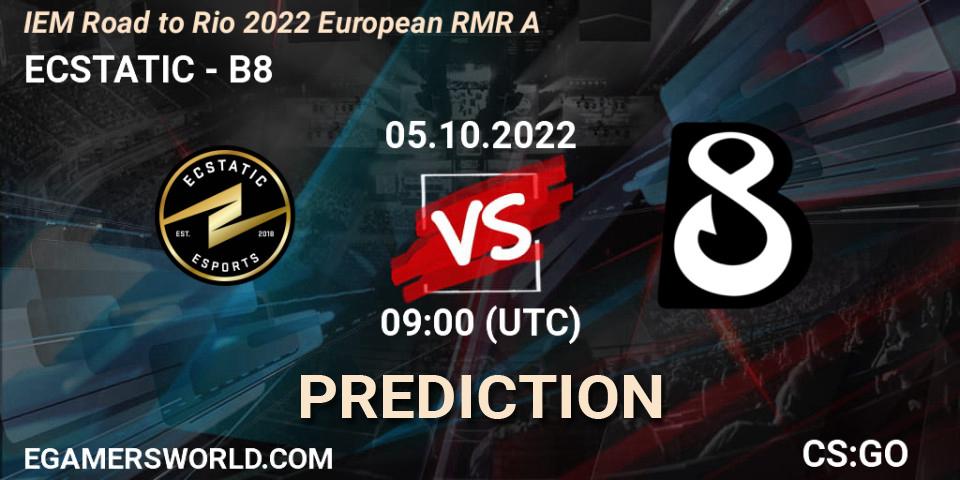 ECSTATIC contre B8 : prédiction de match. 05.10.22. CS2 (CS:GO), IEM Road to Rio 2022 European RMR A