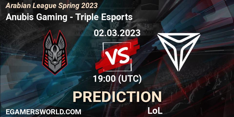 Anubis Gaming contre Triple Esports : prédiction de match. 09.02.23. LoL, Arabian League Spring 2023