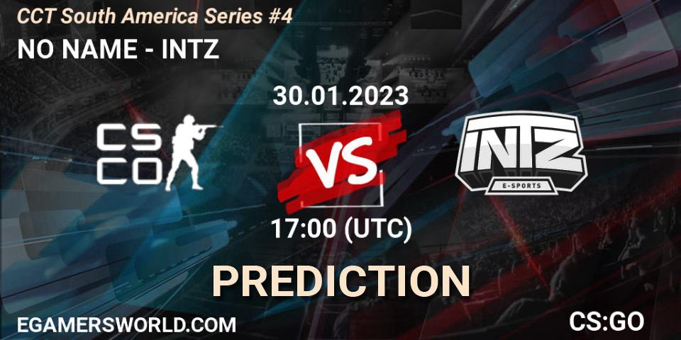 NO NAME contre INTZ : prédiction de match. 30.01.2023 at 17:00. Counter-Strike (CS2), CCT South America Series #4