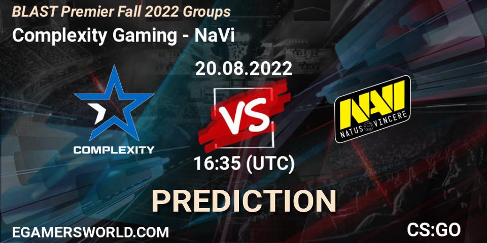 Complexity Gaming contre NaVi : prédiction de match. 20.08.2022 at 16:35. Counter-Strike (CS2), BLAST Premier Fall 2022 Groups