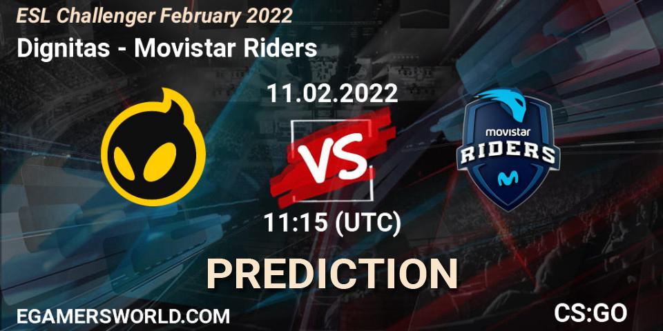 Dignitas contre Movistar Riders : prédiction de match. 11.02.2022 at 11:30. Counter-Strike (CS2), ESL Challenger February 2022