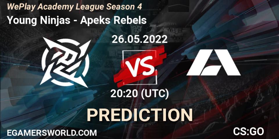 Young Ninjas contre Apeks Rebels : prédiction de match. 26.05.22. CS2 (CS:GO), WePlay Academy League Season 4