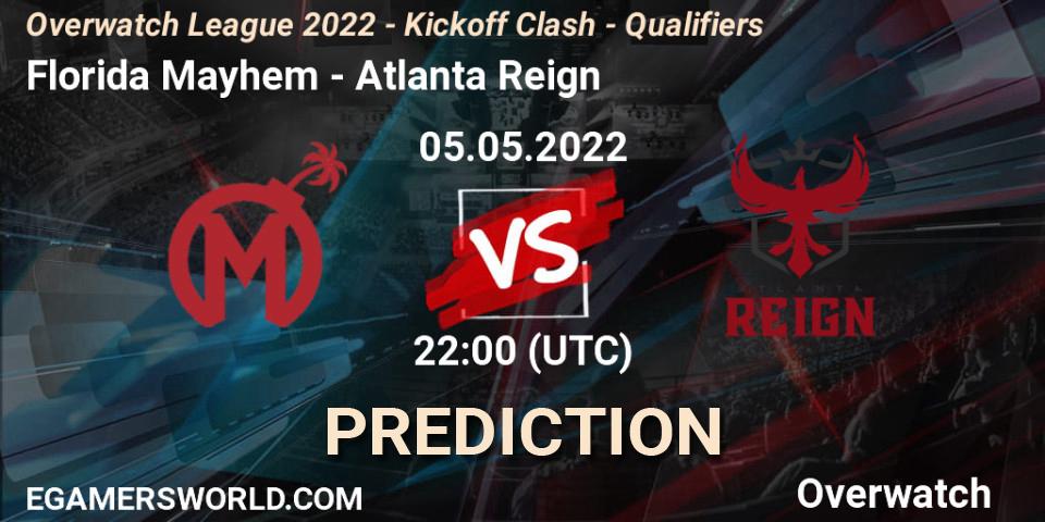 Florida Mayhem contre Atlanta Reign : prédiction de match. 05.05.2022 at 22:15. Overwatch, Overwatch League 2022 - Kickoff Clash - Qualifiers