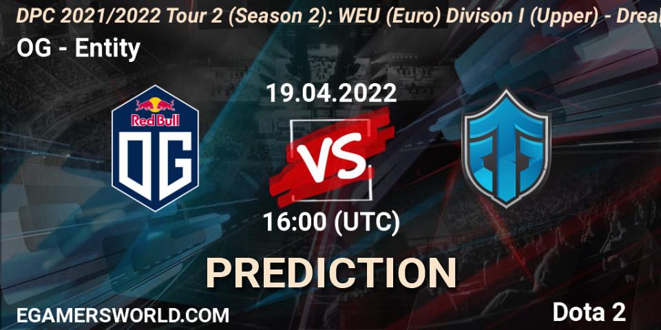 OG contre Entity : prédiction de match. 19.04.2022 at 15:55. Dota 2, DPC 2021/2022 Tour 2 (Season 2): WEU (Euro) Divison I (Upper) - DreamLeague Season 17