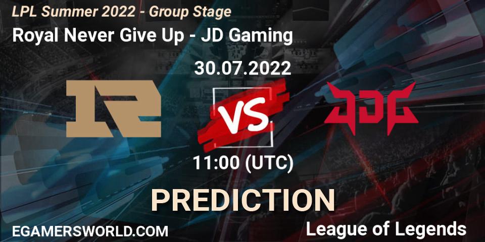 Royal Never Give Up contre JD Gaming : prédiction de match. 30.07.22. LoL, LPL Summer 2022 - Group Stage