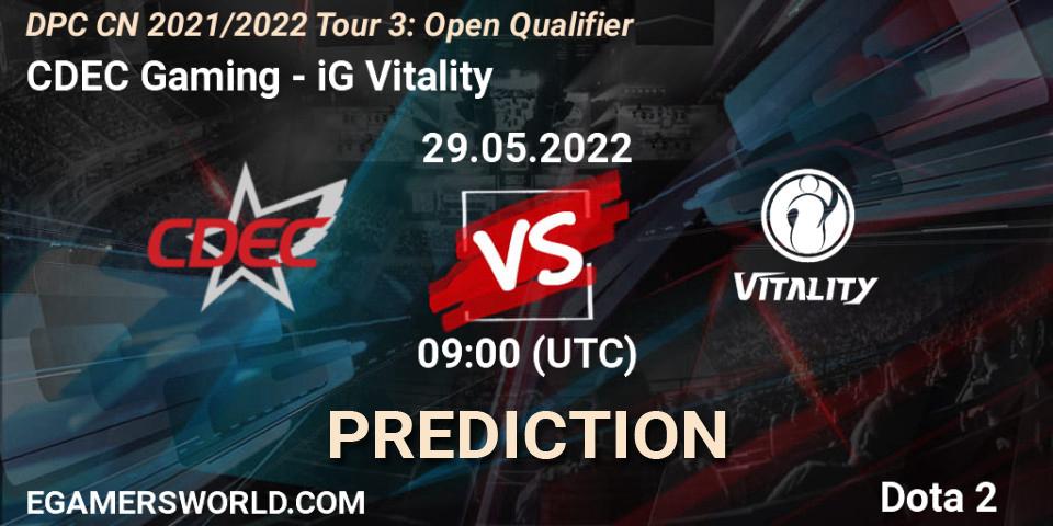 CDEC Gaming contre iG Vitality : prédiction de match. 29.05.22. Dota 2, DPC CN 2021/2022 Tour 3: Open Qualifier