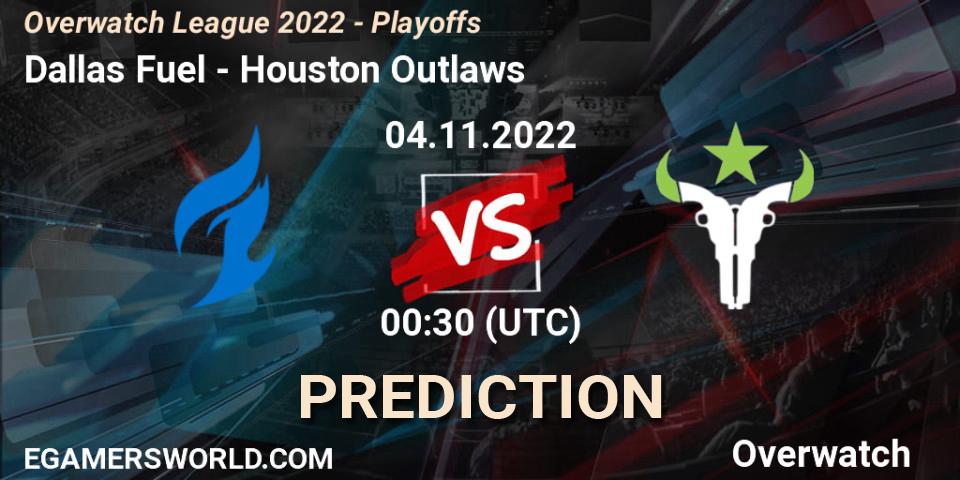 Dallas Fuel contre Houston Outlaws : prédiction de match. 04.11.22. Overwatch, Overwatch League 2022 - Playoffs