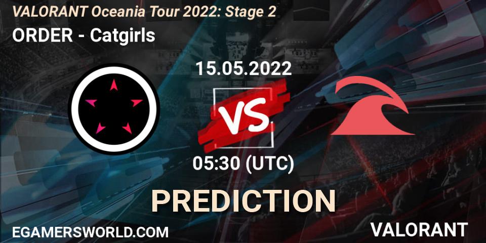ORDER contre Catgirls : prédiction de match. 15.05.2022 at 05:30. VALORANT, VALORANT Oceania Tour 2022: Stage 2
