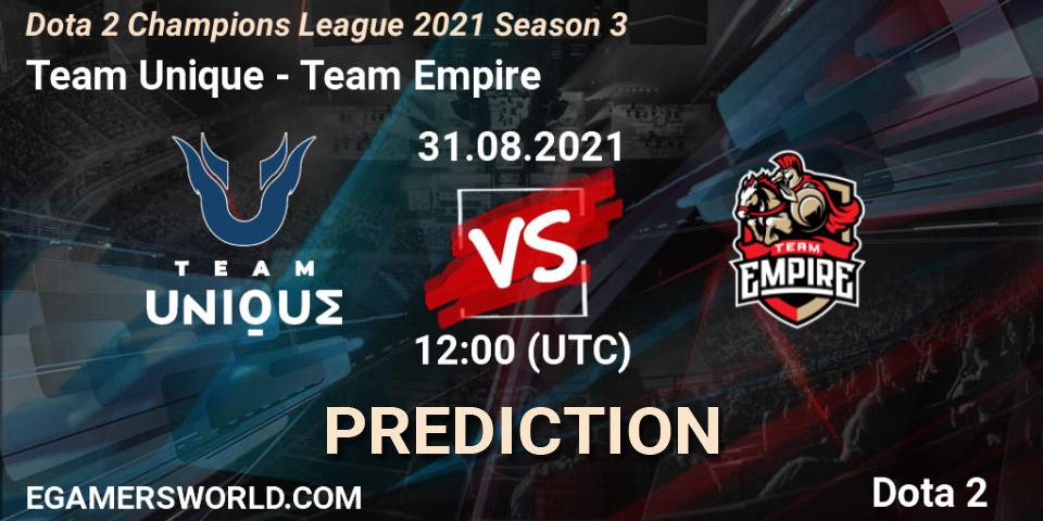 Team Unique contre Team Empire : prédiction de match. 31.08.2021 at 12:02. Dota 2, Dota 2 Champions League 2021 Season 3