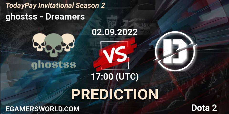 ghostss contre Dreamers : prédiction de match. 02.09.2022 at 17:24. Dota 2, TodayPay Invitational Season 2
