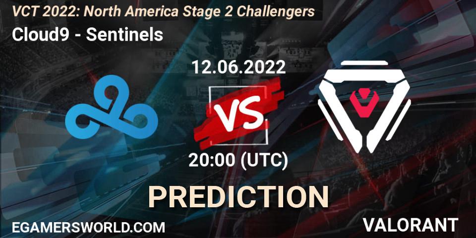 Cloud9 contre Sentinels : prédiction de match. 12.06.2022 at 20:00. VALORANT, VCT 2022: North America Stage 2 Challengers