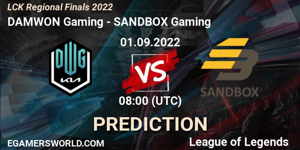 DAMWON Gaming contre SANDBOX Gaming : prédiction de match. 01.09.22. LoL, LCK Regional Finals 2022