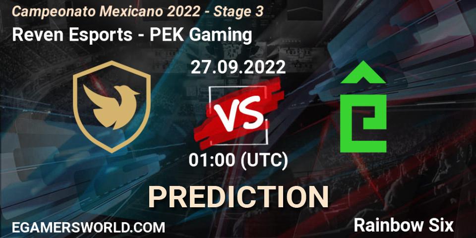 Reven Esports contre PÊEK Gaming : prédiction de match. 27.09.2022 at 01:00. Rainbow Six, Campeonato Mexicano 2022 - Stage 3