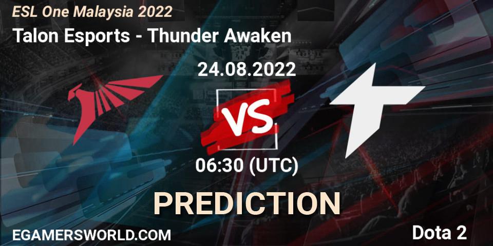 Talon Esports contre Thunder Awaken : prédiction de match. 24.08.22. Dota 2, ESL One Malaysia 2022