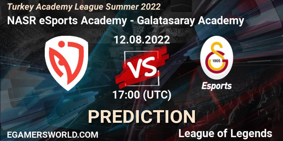 NASR eSports Academy contre Galatasaray Academy : prédiction de match. 12.08.2022 at 17:00. LoL, Turkey Academy League Summer 2022