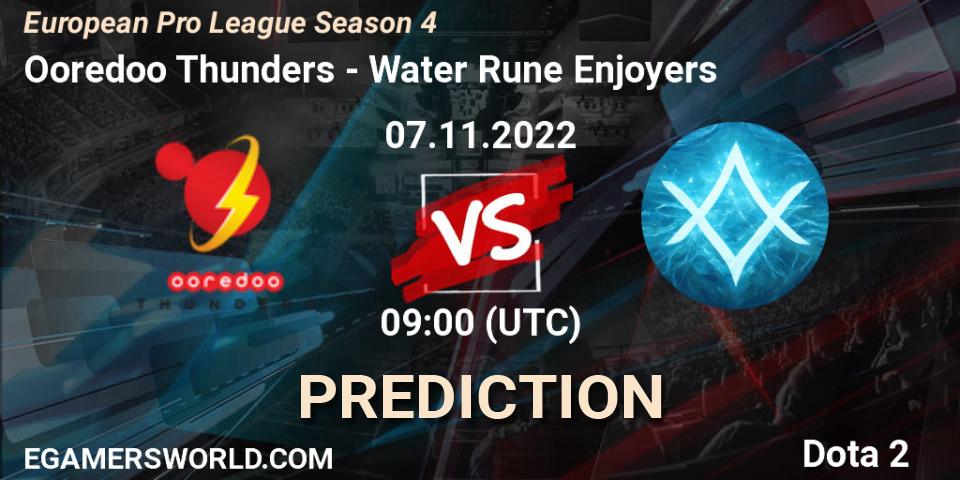 Ooredoo Thunders contre Water Rune Enjoyers : prédiction de match. 07.11.22. Dota 2, European Pro League Season 4