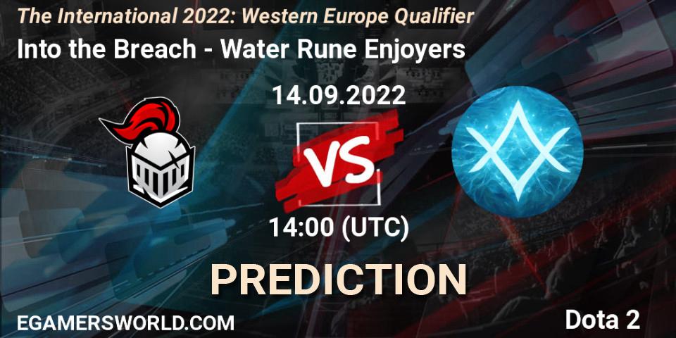 Into the Breach contre Water Rune Enjoyers : prédiction de match. 14.09.22. Dota 2, The International 2022: Western Europe Qualifier