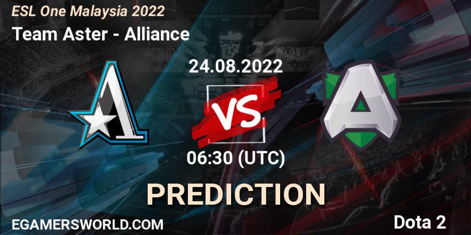 Team Aster contre Alliance : prédiction de match. 24.08.22. Dota 2, ESL One Malaysia 2022