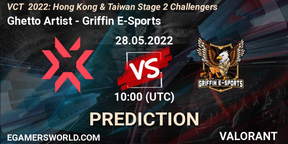Ghetto Artist contre Griffin E-Sports : prédiction de match. 28.05.2022 at 10:00. VALORANT, VCT 2022: Hong Kong & Taiwan Stage 2 Challengers