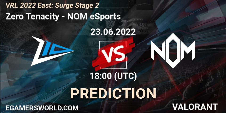 Zero Tenacity contre NOM eSports : prédiction de match. 23.06.2022 at 18:45. VALORANT, VRL 2022 East: Surge Stage 2
