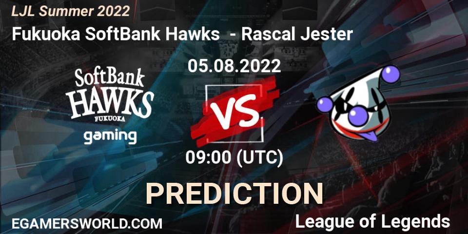 Fukuoka SoftBank Hawks contre Rascal Jester : prédiction de match. 05.08.22. LoL, LJL Summer 2022