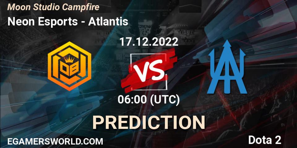 Neon Esports contre Atlantis : prédiction de match. 17.12.2022 at 06:23. Dota 2, Moon Studio Campfire