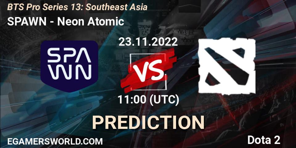 SPAWN Team contre Neon Atomic : prédiction de match. 23.11.22. Dota 2, BTS Pro Series 13: Southeast Asia