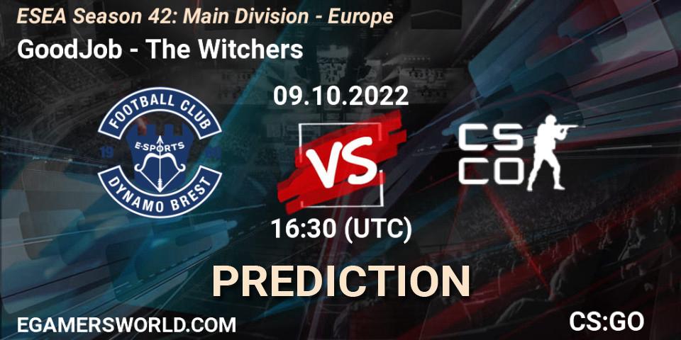 GoodJob contre The Witchers : prédiction de match. 09.10.22. CS2 (CS:GO), ESEA Season 42: Main Division - Europe