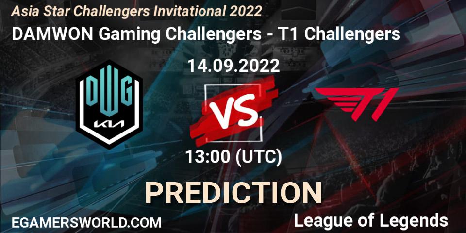 DAMWON Gaming Challengers contre T1 Challengers : prédiction de match. 14.09.2022 at 12:05. LoL, Asia Star Challengers Invitational 2022