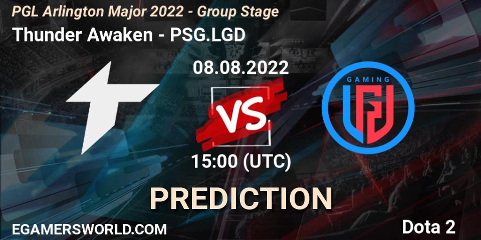 Thunder Awaken contre PSG.LGD : prédiction de match. 08.08.2022 at 15:05. Dota 2, PGL Arlington Major 2022 - Group Stage
