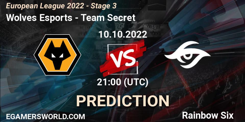 Wolves Esports contre Team Secret : prédiction de match. 10.10.2022 at 21:00. Rainbow Six, European League 2022 - Stage 3