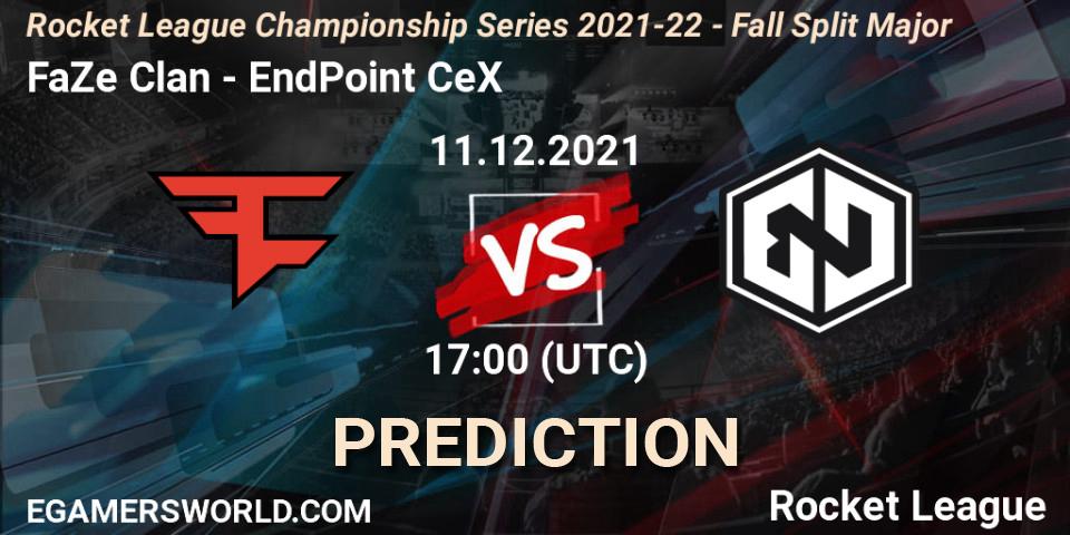 FaZe Clan contre EndPoint CeX : prédiction de match. 11.12.2021 at 18:40. Rocket League, RLCS 2021-22 - Fall Split Major